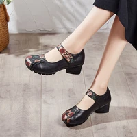rushiman spring autumn shoe female handmade genuine leather dancing shoes casual comfortable womens single red shoes size35 41