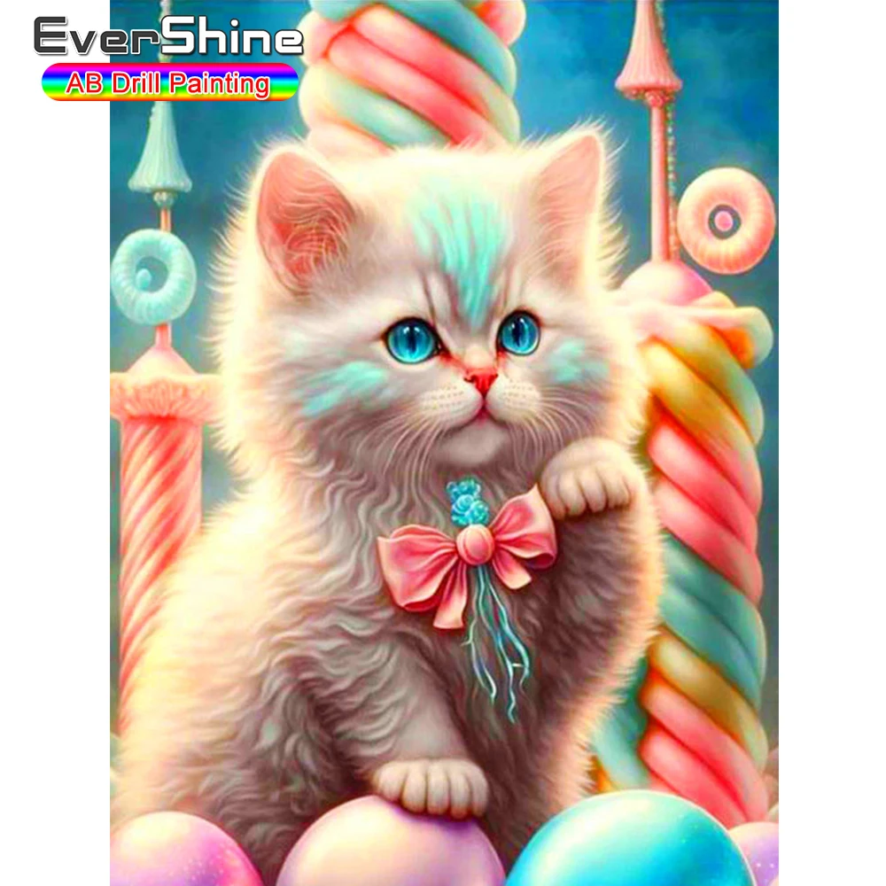 

EverShine 5D Diamond Painting Animal Full Square Cat AB Drill Diamond Embroidery Cartoon Mosaic Rhinestones Picture Home Decor