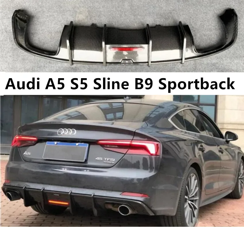 Для Audi A5 S5 B9 2017 2018 2019 задний бампер из настоящего углеродного волокна диффузор