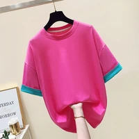 cotton oversized t shirt for women short sleeve summer round neck y2k tops loose casual half sleeve essentials woman t shirts