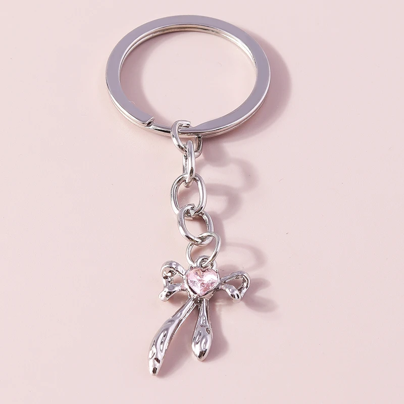 

Cute Crystal Bowknot Charms Keychains Souvenir Gifts for Women Men Car Key Handbag Pendants Keyrings DIY Jewelry Accessories