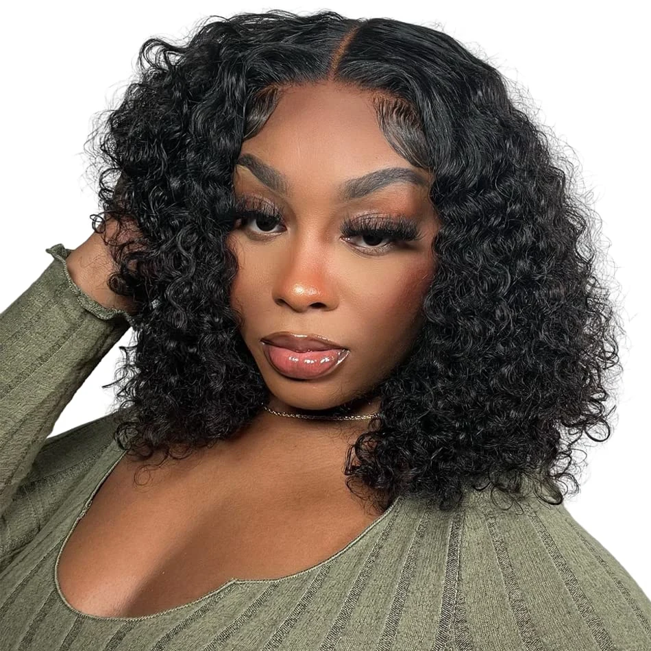 

Short Water Wave Bob Wig 12A Malaysian Lace Front Human Hair Wigs Wet And Wavy Kinky Curly Bob Wig For Women 13x4 Frontal Wig