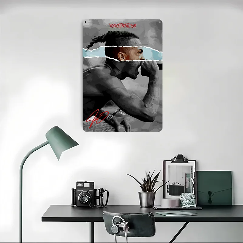 Фото Металлический 3D-постер с текстурой XXXTentacion для концертов, персонализированный, для декора стен, настенная табличка из жести для украшения стола, забавные вывески для комнаты, ретро-декор для мужской комнаты №4