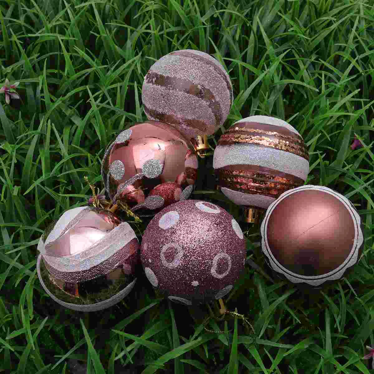 

24Pcs 6cm Christmas Balls Hanging Decoration Christmas Tree Ornaments for Party Ball Prom Rose Gold Pattern