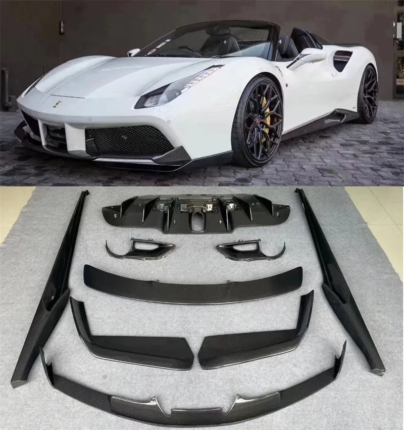 

Для Ferrari 488 NOVITEC стиль Высокое качество Настоящее углеродное волокно передняя губа задний диффузор бампер боковая юбка спойлер Комплект кузова