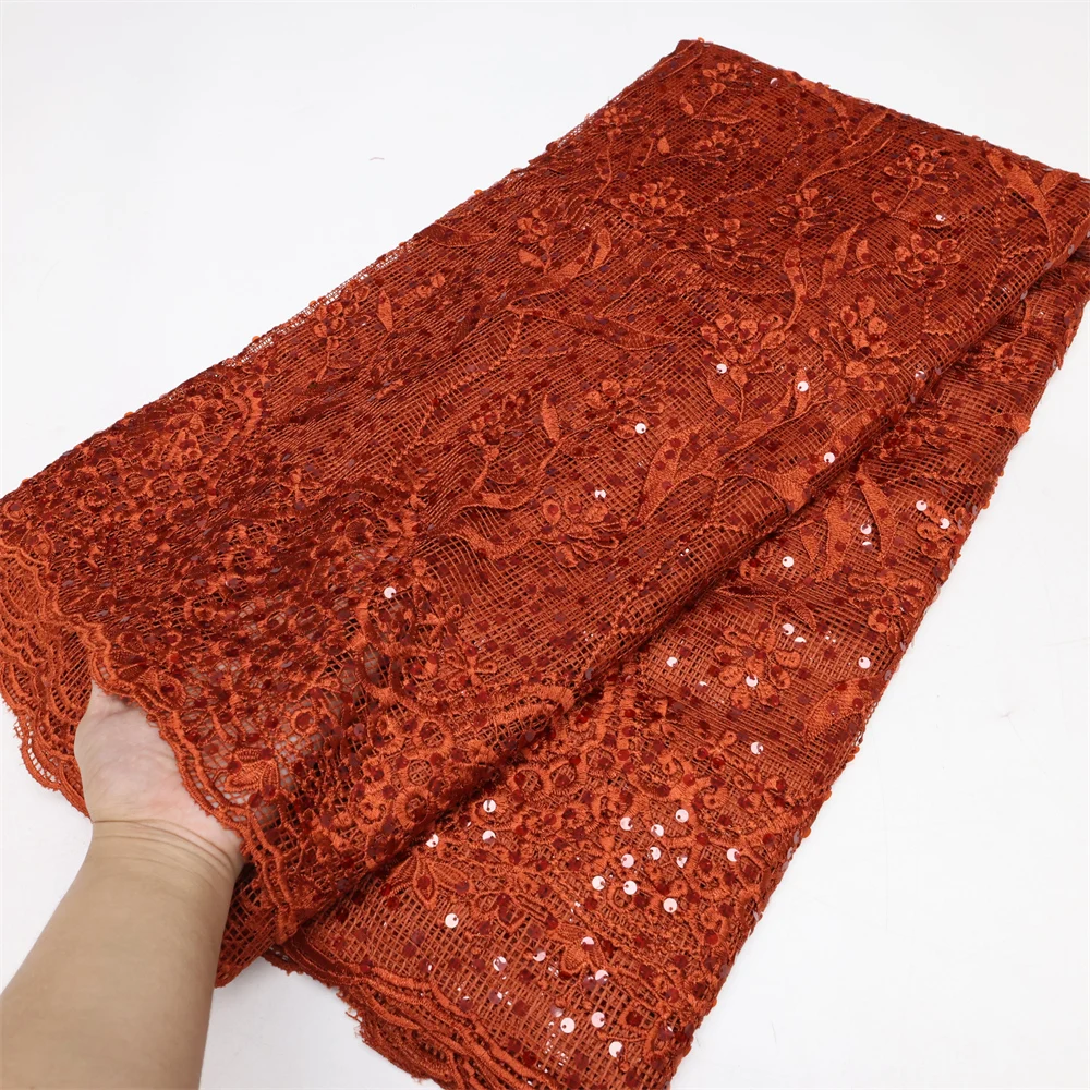 

Luxury African Lace Fabric 2022 High Quality French Lace Fabric With Colorful Sequins Nigerian Lace Fabrics For Wedding LY1845