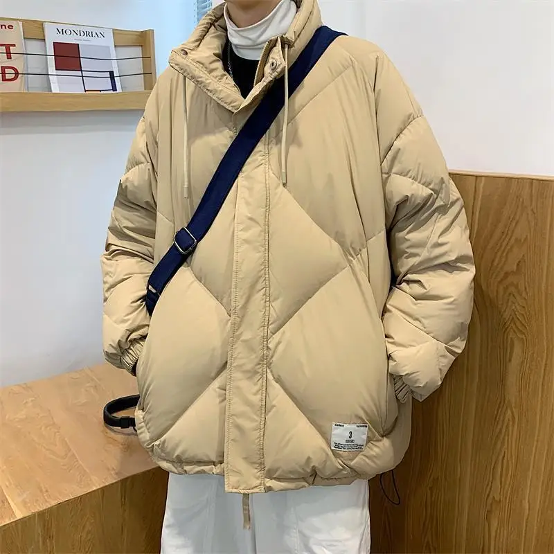 

2022 Winter Men New Solid Color Parkas Men's Stand Collar Warm Thick Jackets Male Fashion Casual Cotton Padded Outerwear M72
