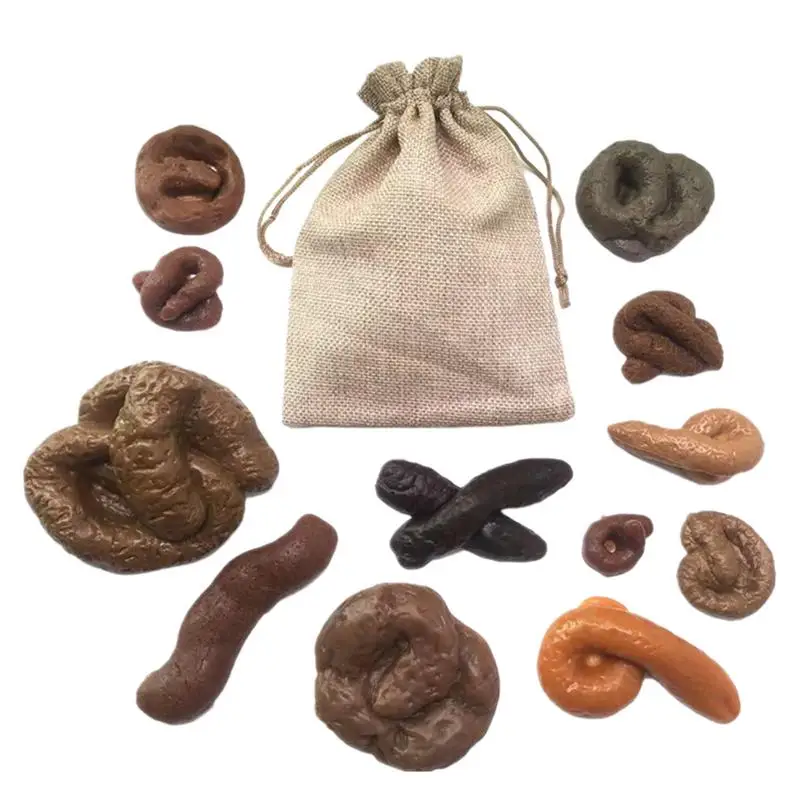 

Fake Poop Toys 12pcs/Set Assorted Realistic Poop Prank Turd With Burlap Bag Dog Cat Poop Gag April Fool's Day Pranks Jokes