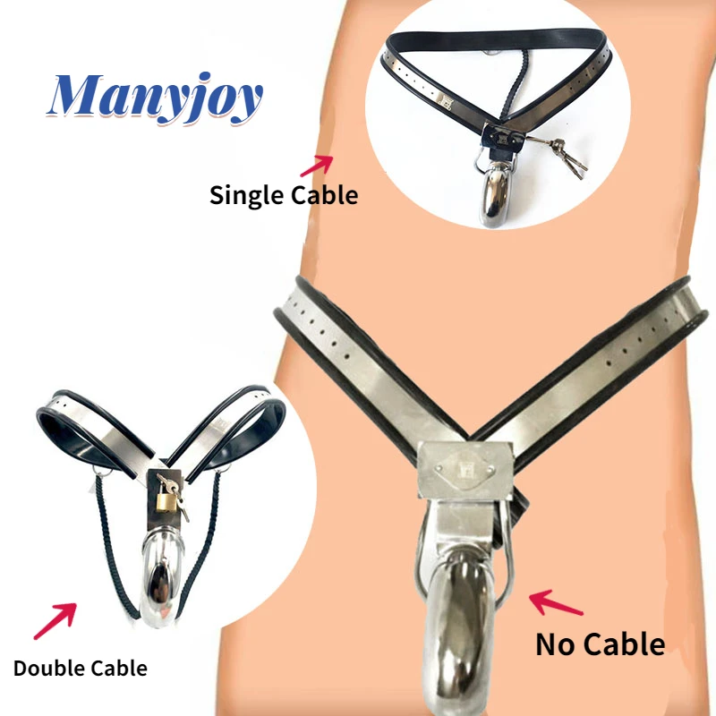 Manyjoy Stainless Steel Customized Y-Type Chastity Belt with Single/Double Cable BDSM Restraint Underwear Lock Penis Lock Toy