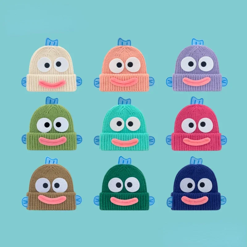 

Новая Милая женская вязаная шапка с большими глазами и мультяшным черепом, теплая и непромокаемая осенне-зимняя забавная индивидуальная Мужская Шапка-бини