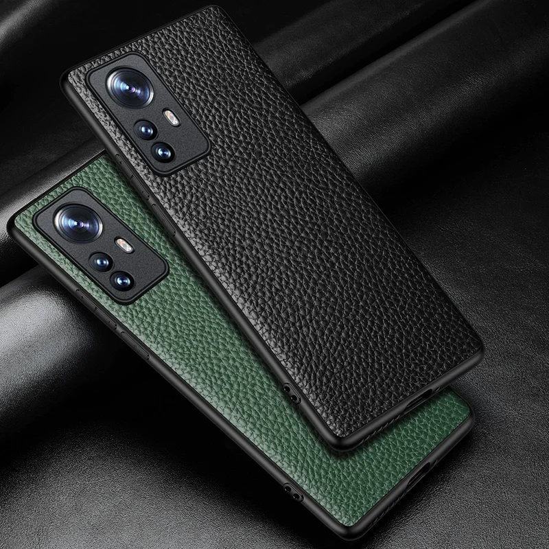 Real Genuine Leather Cover For Xiaomi Mi 12 12X Pro 12S Ultra Mi12 Litchi Texture Fine Camera Hole Full Edge Armor Phone Case