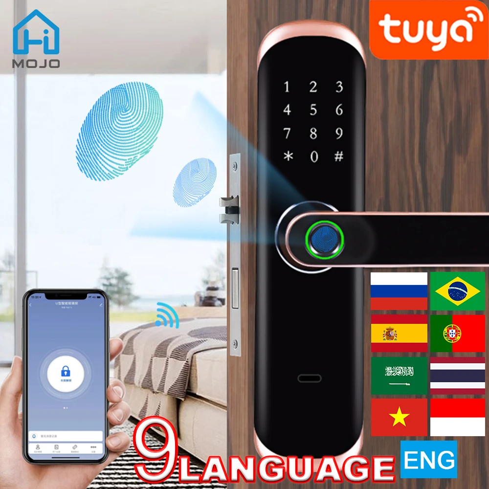 

new HIMOJO Smart Door Lock Tuya WiFi Digital Electronic Lock With Biometric Fingerprint / IC Card / Password / APP Remote Unlock