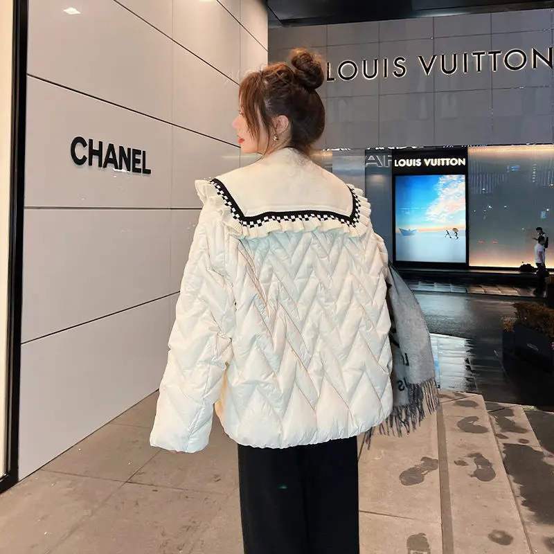 2022 New Fashion Simple Design Sense of Cotton Clothing Female Small Burst Short Paragraph Thickened Down Cotton Jacket