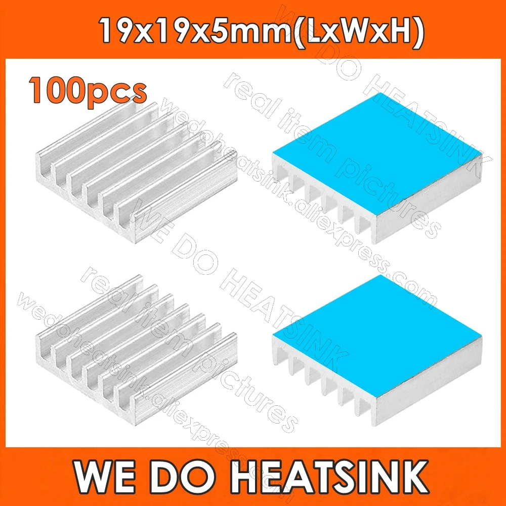 Мы делаем радиаторы 100 шт. 19x19x5 мм Серебристый самоклеящийся алюминиевый радиатор электронный охладитель для IC, MOS