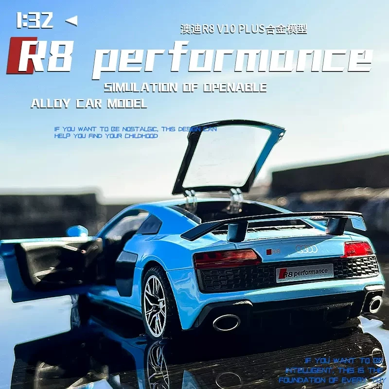 

Red Christmas Toy Diecast 1:32 Alloy Model Car Audi R8 Miniature Sportcar Metal Vehicle Pull Back Gifts for Children Boys Hottoy