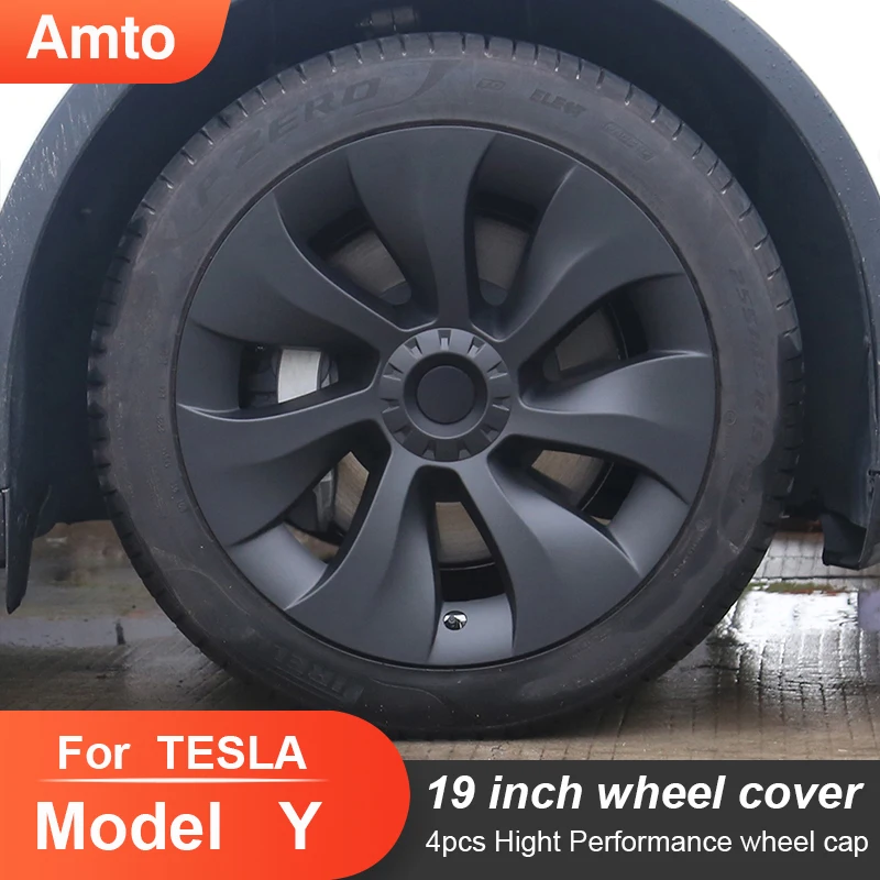 

4PCS Hub Cap Performance Replacement Wheel Cap 19Inch Automobile Hubcap Full Cover Accessories 2022 2023 for Tesla Model Y