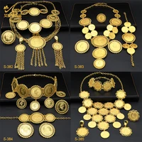 aniid african coin necklace jewelry set for women dubai nigerian party bride fashion choker necklace wedding collection set gift