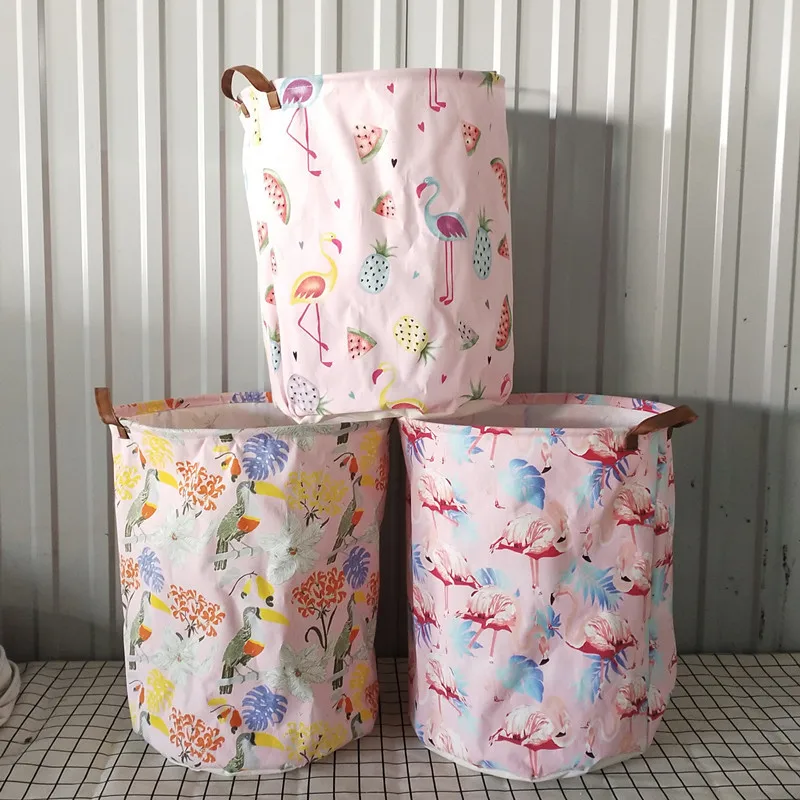

1Pcs Cartoon Pattern Sundries Storage Barrels Dirty Laundry Basket Multifunction Home Organizer Cotton Linen Waterproof Foldable