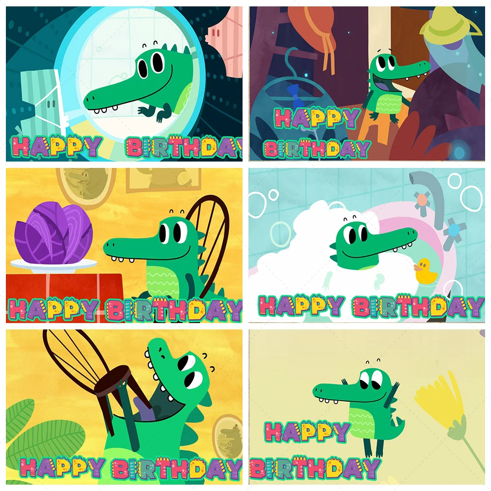 Милый крокодиловый фон принадлежности для дня рождения вечерние баннер девочек