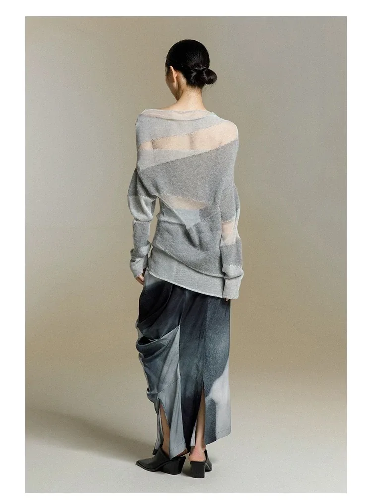 UMI MAO Осенняя одежда 2024 женский топ весенне-осенний новый свободный вязаный с