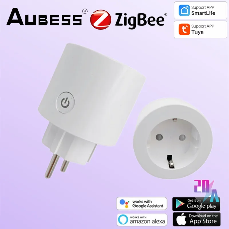 

Смарт-розетка Tuya ZigBee с таймером, 20 А, с голосовым управлением