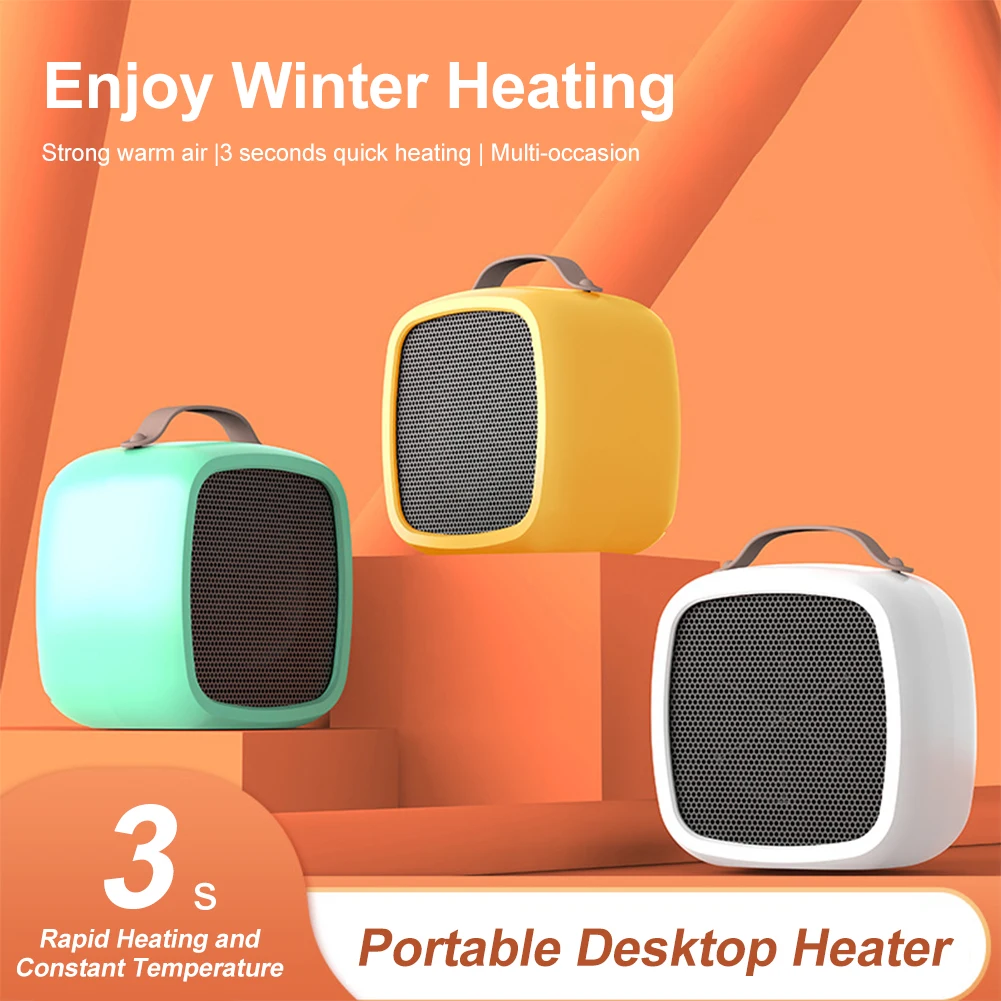

New Mini Desktop Heater Fan Button Switch With Handle Low Noise Space Heater For Indoor Power Failure Protection For Home Office