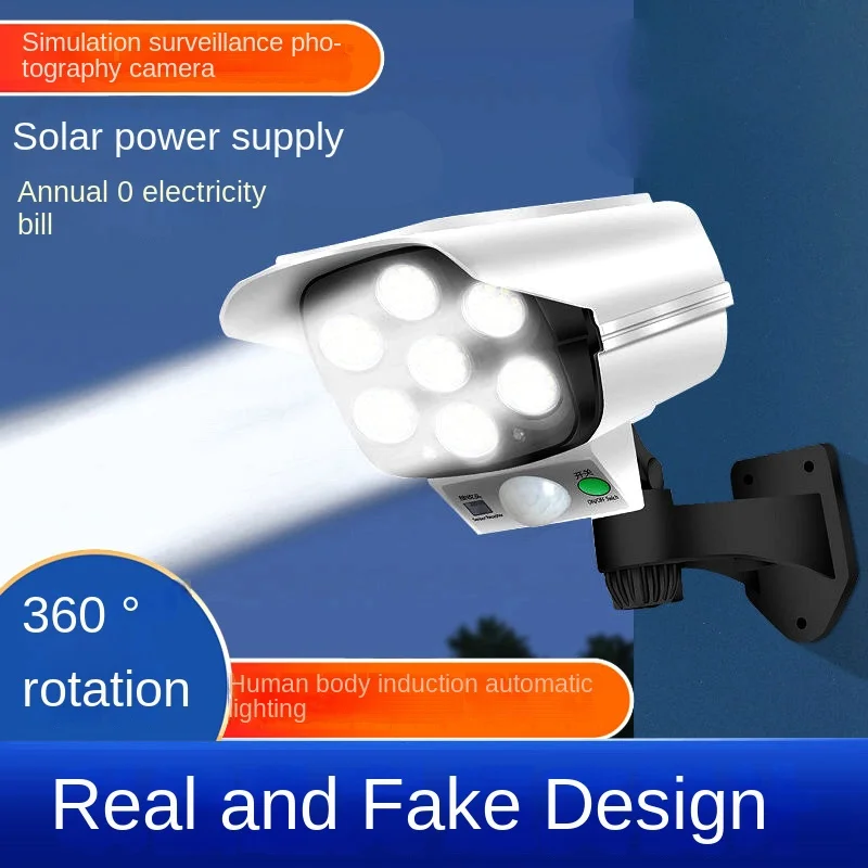Solar outdoor lighting simulation garden lamp remote control LED false camera wall lamp monitoring anti-theft light