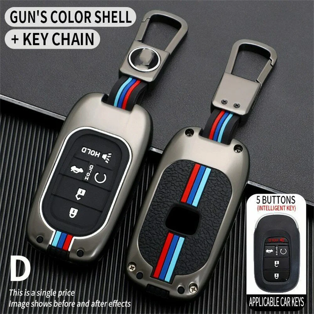 

Car Key Case Fob Shell Cover Aluminum Alloy Metal Keychain For Honda CCRV Civic AAccord 2021 2022 Remote Holder Shell