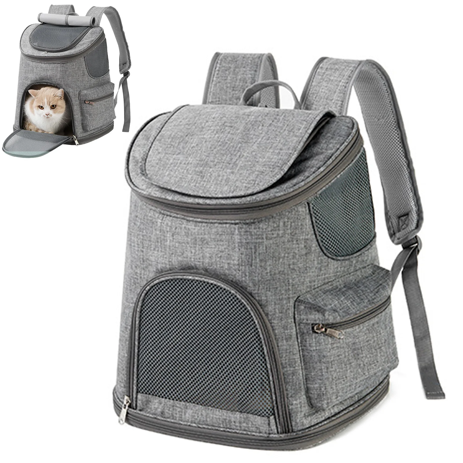 

Dog Carrier Backpack Foldable Portable Walker Bag Breathable Mesh Collapsible Travel Cat Box With Internal Safety Belt For Small