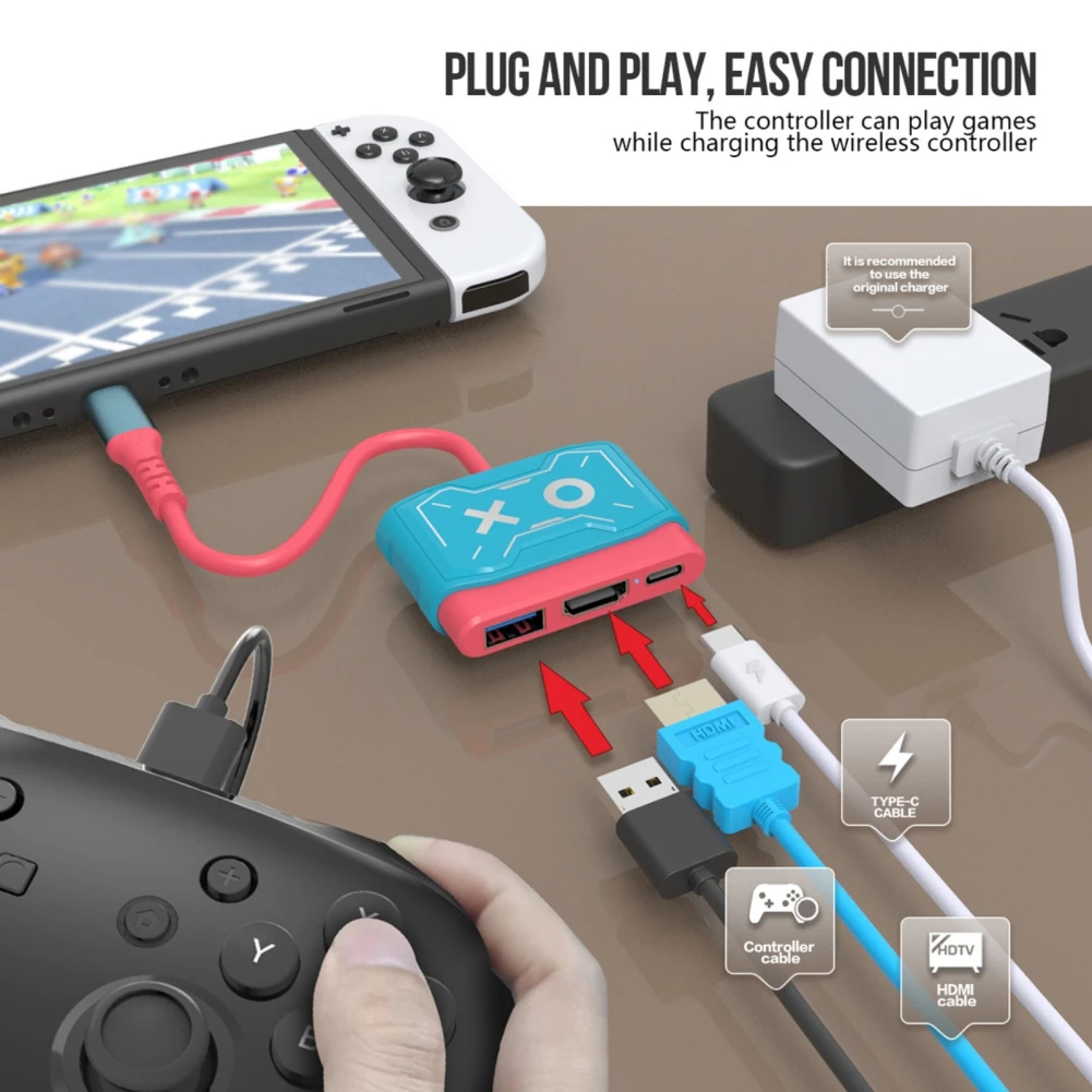 

Док-станция для ТВ-адаптера, с USB C на HDMI, для Nintendo Switch/Switch OLED 4K @ 30Hz 1080p PD60W USB 3,0 Hub
