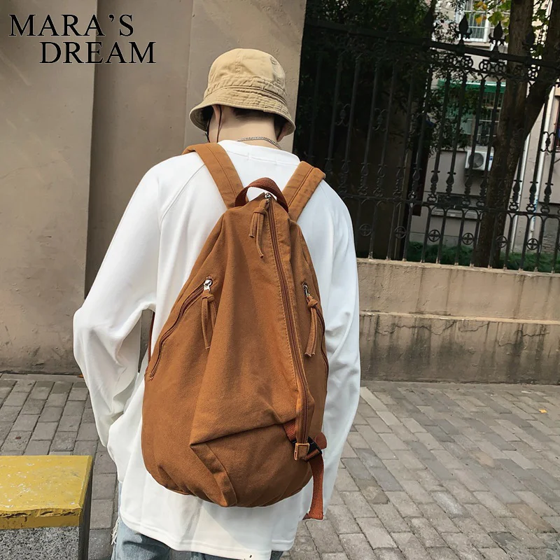 

Mara's Dream Washed Triangle Canvas Backpack Unisex Casual Zipper Backpack Large-Capacity Students Schoolbag Traveling Backpacks