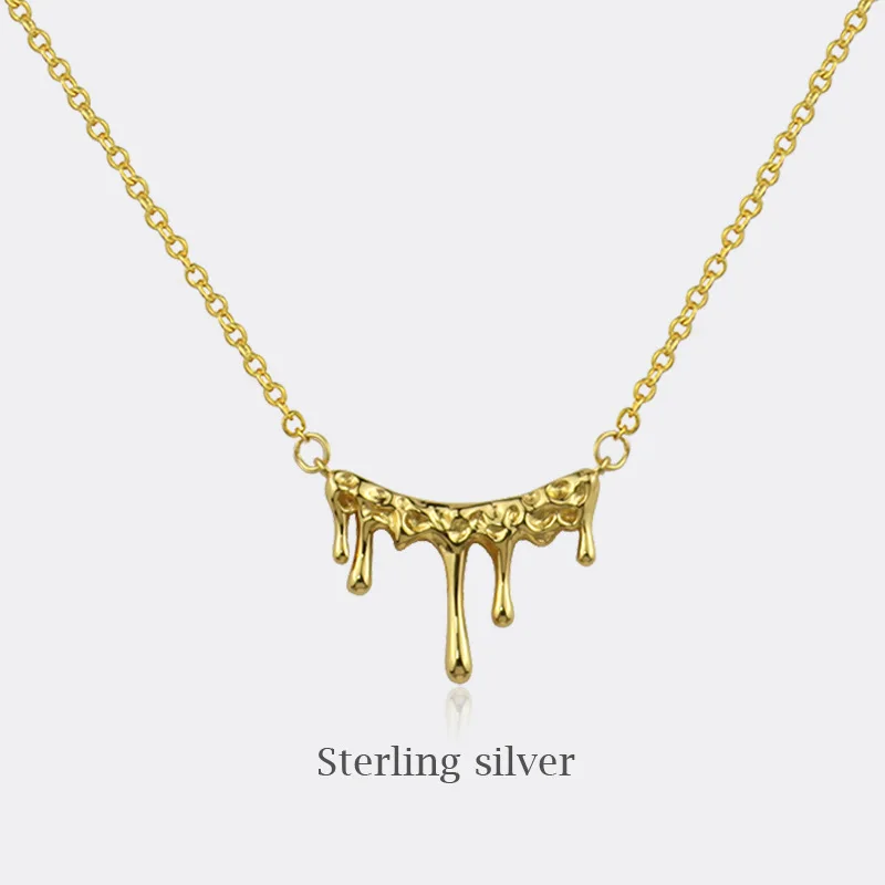 

Korean Fashion Personality Irregular Lava Necklace Lady Stainless Steel Handmade Jewelry Pendant Geometric Style Necklace Gift