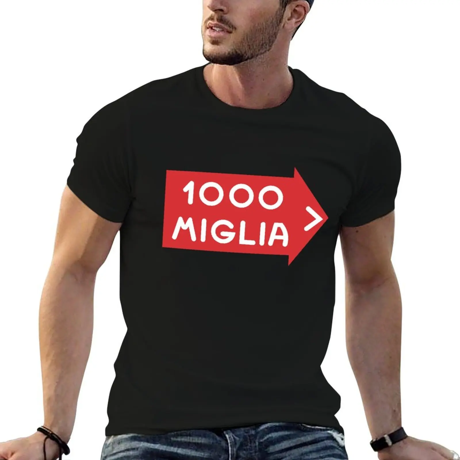 Фото Футболка с гоночным логотипом Miglia 1000, мужские хлопковые забавные забавные футболки, мужская футболка, мужская простая футболка №1