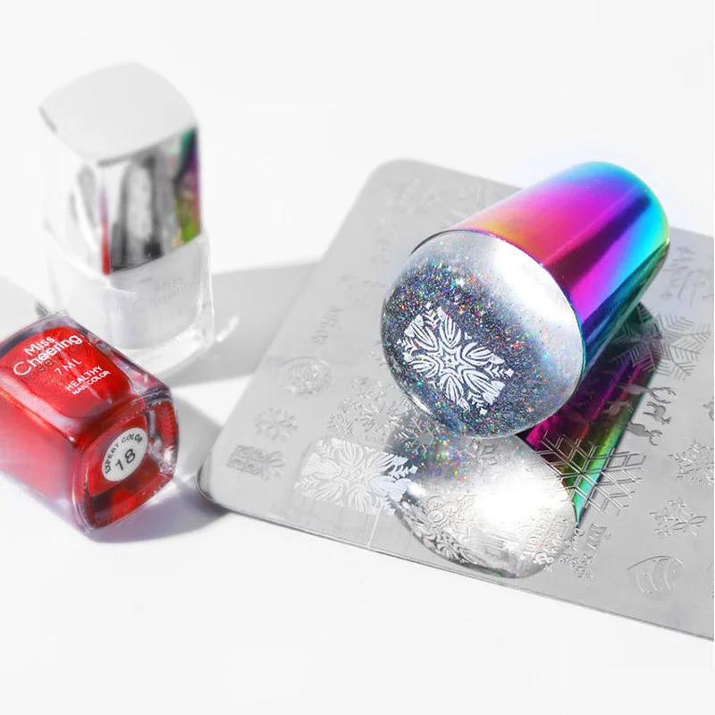 

Прозрачный штамп для ногтей со скребком Желейный силиконовый штамп для французских ногтей Наборы для маникюра Штамповочный Инструмент для...