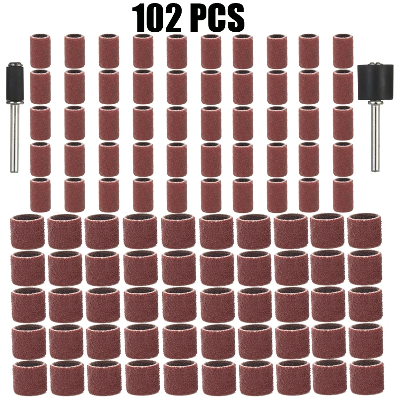 10-100pcs Sanding Drums Kit Sanding Band 1/2 1/4 Inch Sand Mandrels Fit for Dremel Nail Drill Rotary Abrasive Tools Accessories