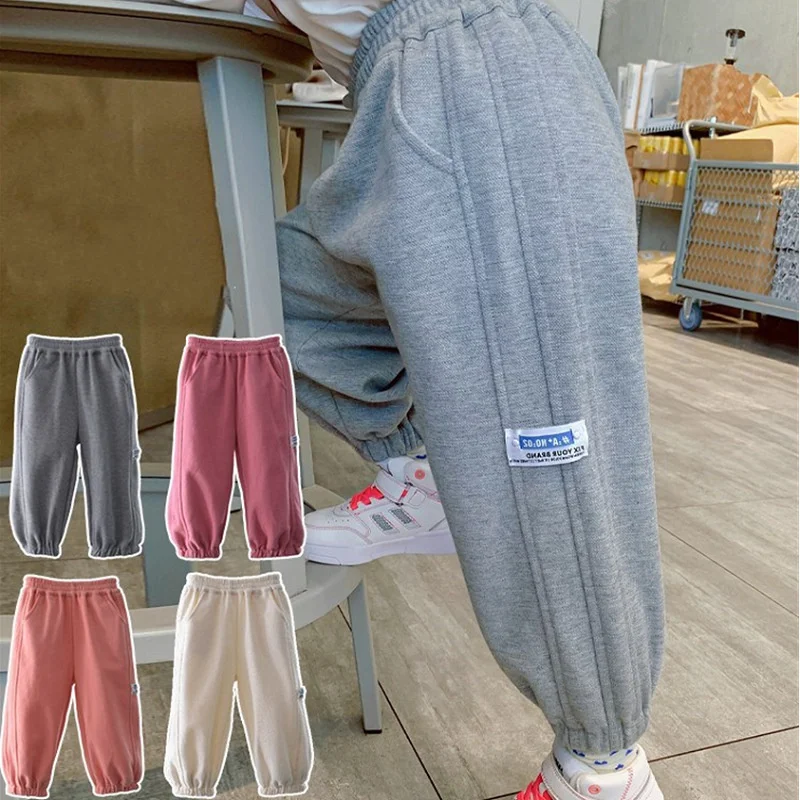 

Casual Pants for Kids Mid-Waist Warm-Keep Trousers 2022 Spring Autumn Children's Bottom Velour Harem Pants Straight Pants