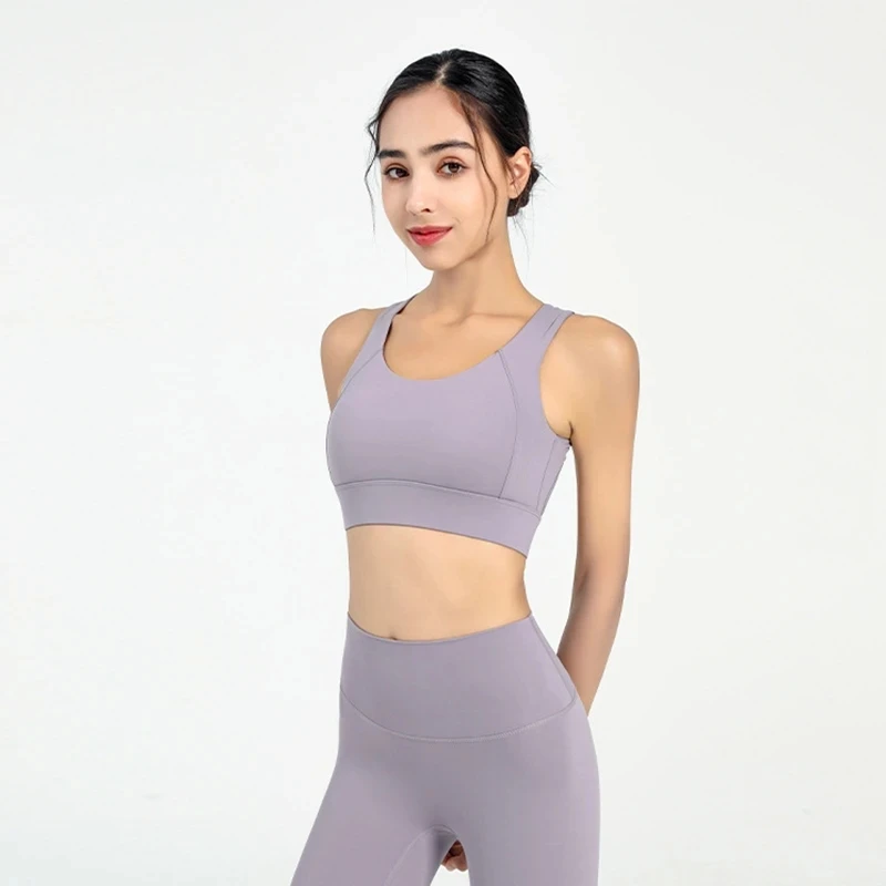 Yoga Bra Hollow Beautiful Back Shockproof Gather Breathable Pilates Fitness Sports Underwear