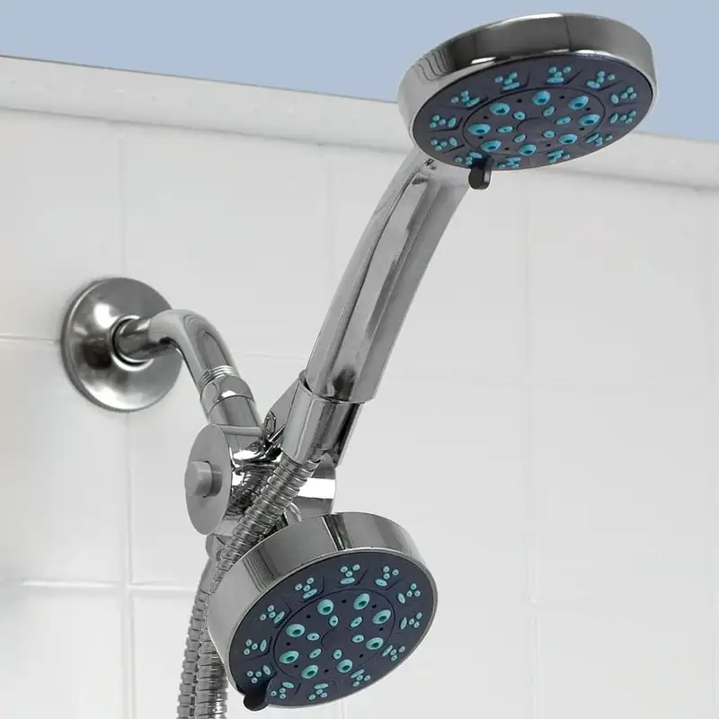 

in. Fixed and Handheld Shower 5 Function Dual Shower Massager with 5 FT Hose, Chrome