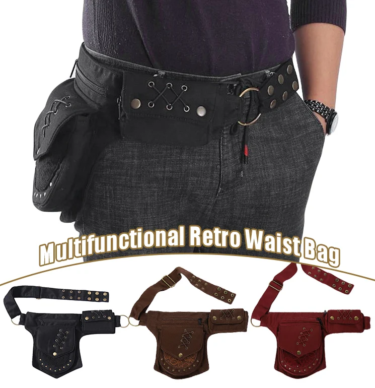 

Women Vintage Fanny Pack Tactical Multifunctional Photography Waist Bags Butt Bags For Men Hip-hop Bohemian Style Leg Bag