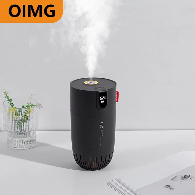 

Wireless Air Humidifier USB Aromatherapy Diffuser with LED Warm Lamp Smart Battery Digital Display Portable Mini Car Mist Maker