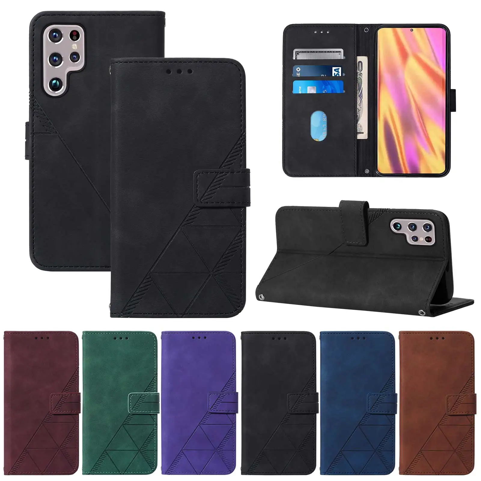 

S22 Ultra Coque Wallet Phone Bags on for Samsung Galaxy S22 S21 FE S20 Plus Leather Flip Card Holder Shockproof Full Cover Case