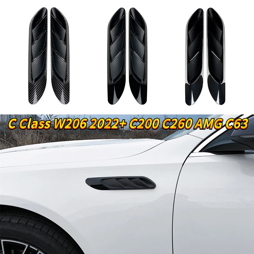 

For Mercedes Benz C Class W206 2022+ C200 C260 AMG C63 Fender Out of Trend Car Sticker Modification Gloss Black Carbon Silver