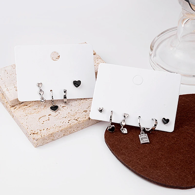 

6 шт./4 шт. милые асимметричные серьги-гвоздики в виде черного сердца, маленькие сердца, роскошные простые серьги для женщин, ювелирные издели...