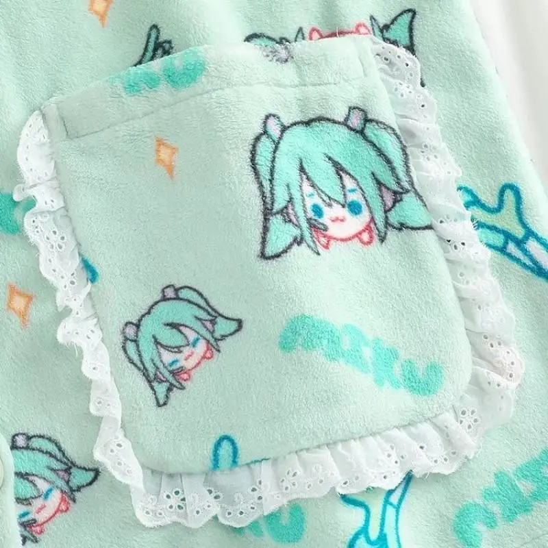 Пижамы Хацунэ Мику в стиле аниме милые женские модные зимние теплые брюки с