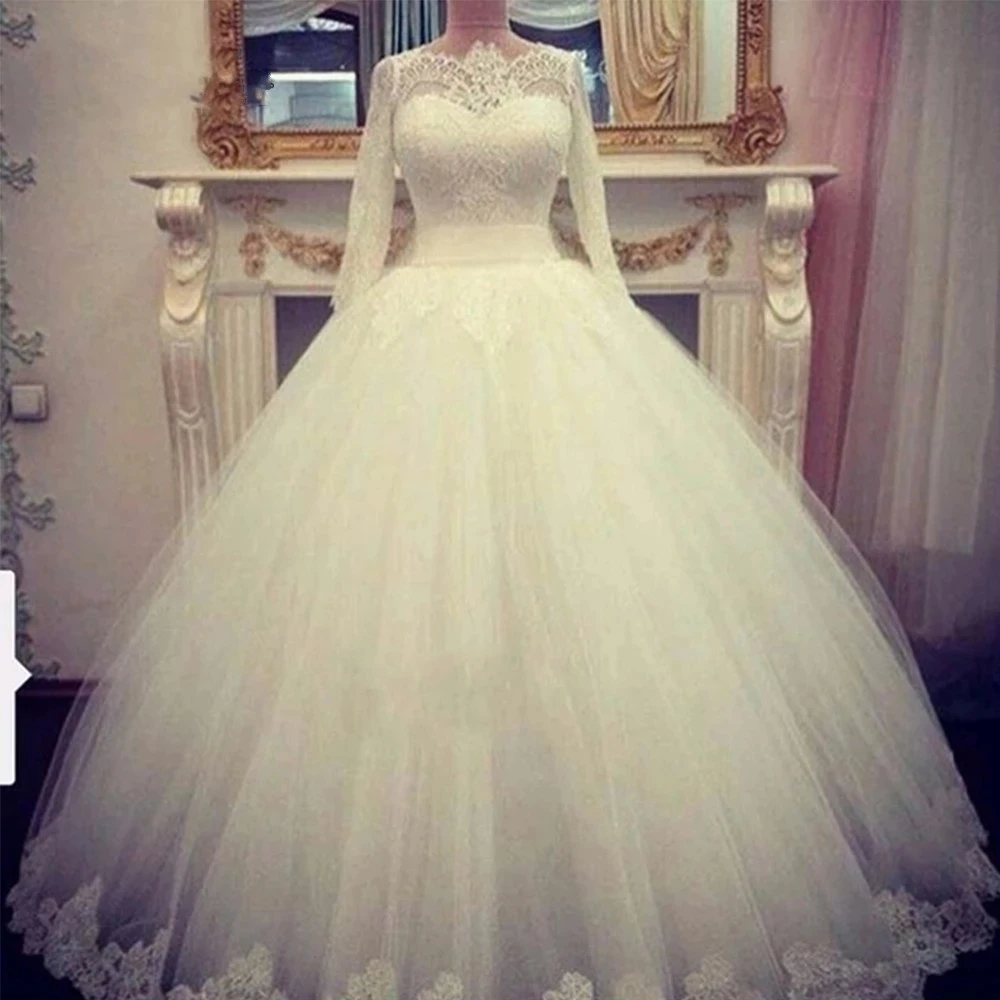 

Angelsbridep бальное платье с высоким воротом Свадебные платья Vestido De Noiva Роскошные кружевные аппликации женское свадебное платье