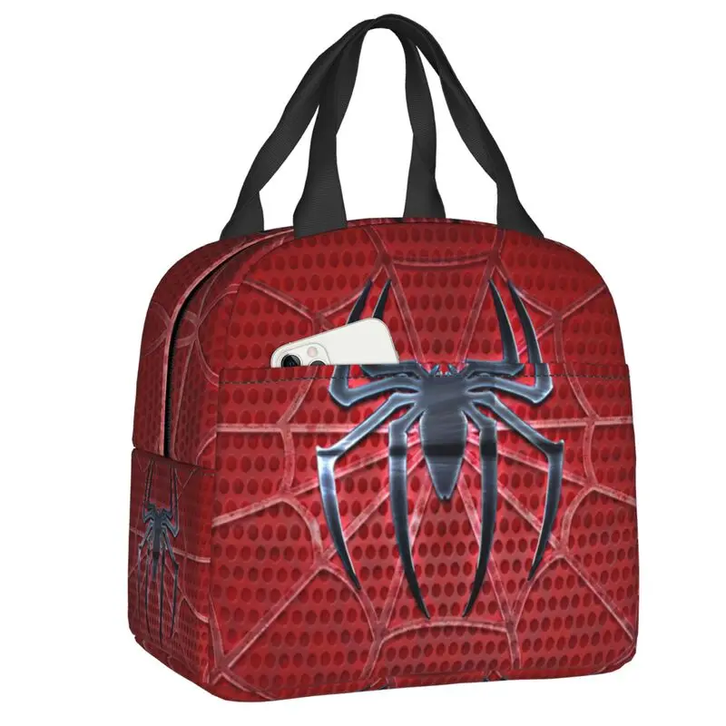 

Custom Spider Web Lunch Bag Women Warm Cooler Insulated Lunch Container for Kids School Work Food Picnic Tote Bags