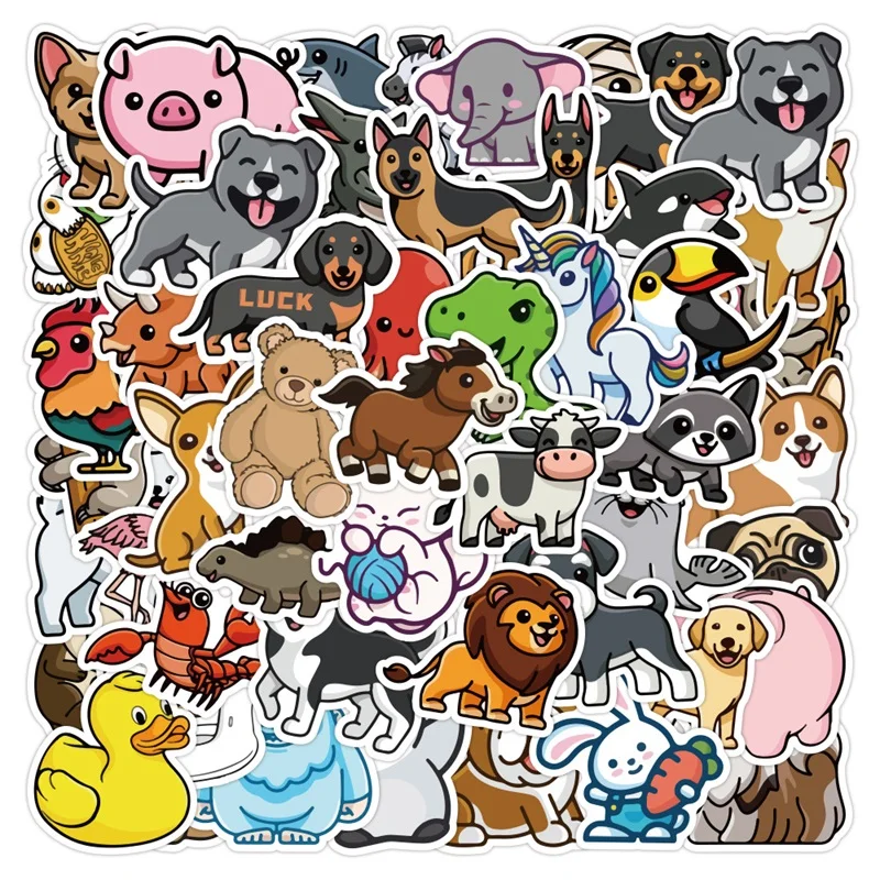 

10/30/50PCS Cute Simple Animal PVC Sticker Aesthetic Colorful Decoration Scrapbooking Korean Stationery School Supplies for Kids
