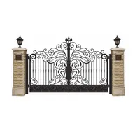 Garden Gate Outside Door House Galvernised Wrought Iron Gate Design for Home Entrance Gate Exterior Iron Gate Driveway Gate