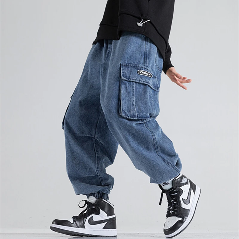 

Новинка 2023, уличная одежда, джинсовые брюки-карго, свободные женские брюки, японские повседневные джинсовые брюки в стиле Харадзюку, хип-хоп...