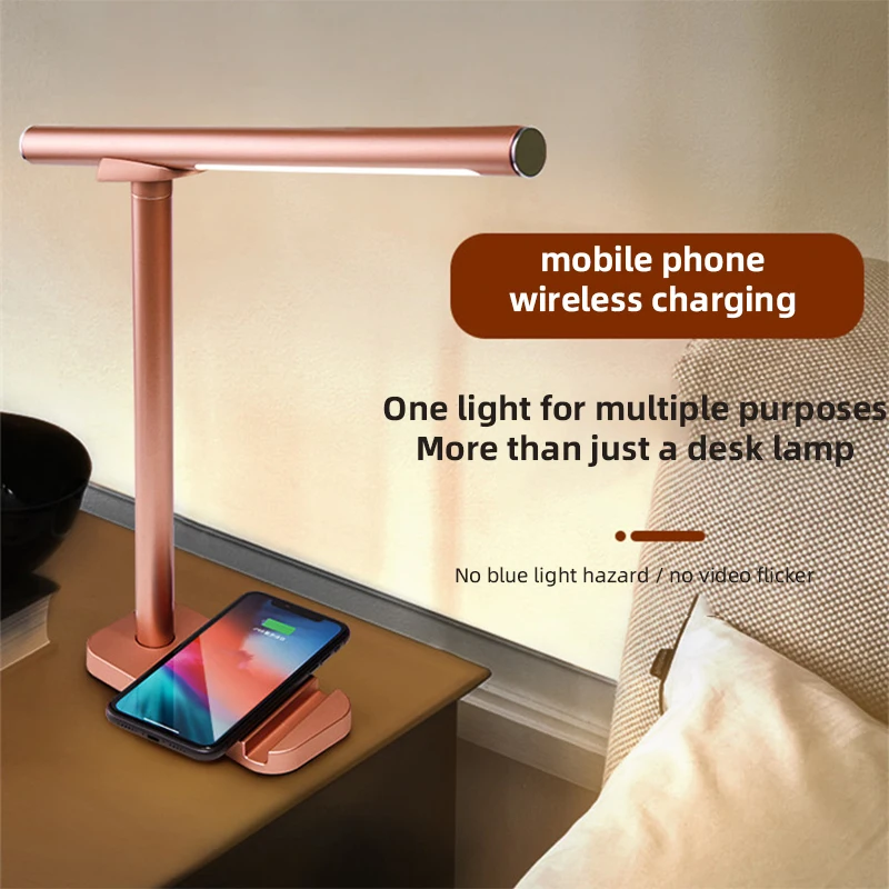 

Wireless Charging Reading LED Desk Lamp Magnetic Attraction Desk Eye Protection Dormitory Bedside Touch Lamp Phone Holder